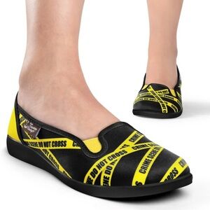HOT CHOCOLATE DESIGN Crime Scene Tape Slip-On Shoes Size 35